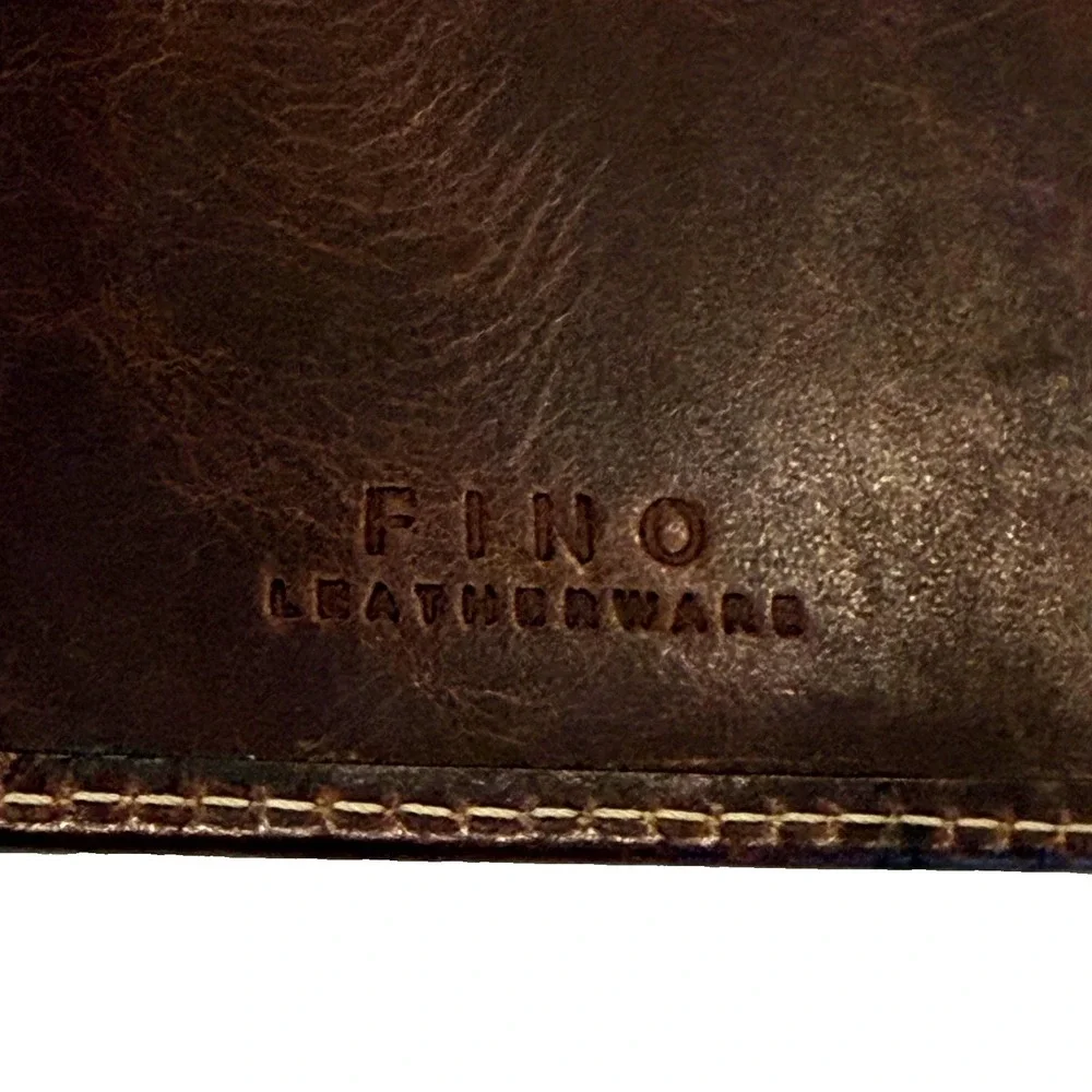 Fino Leatherware Brown Leather Passport Cover Case with 8 Credit Card Slots